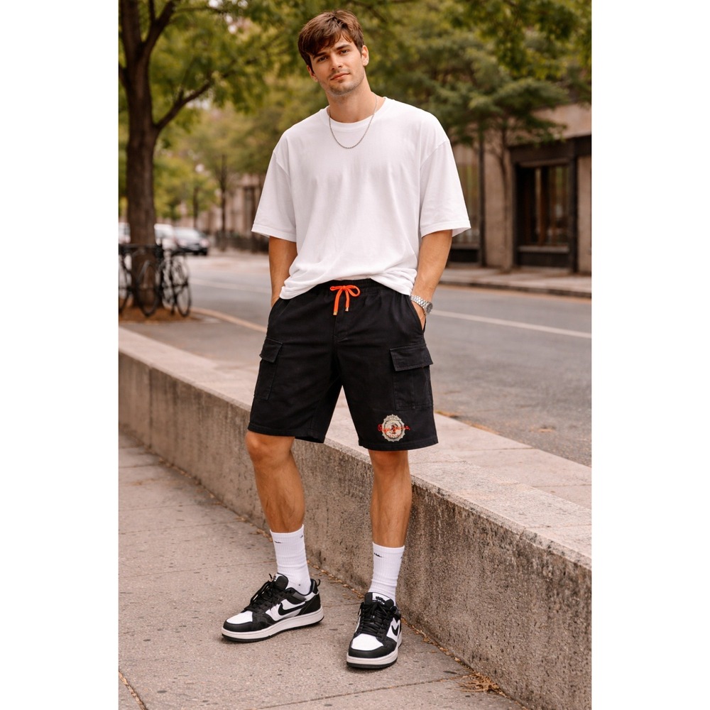 Pepe Jeans‎ London Mens Black Cargo Sweat Shorts  Large